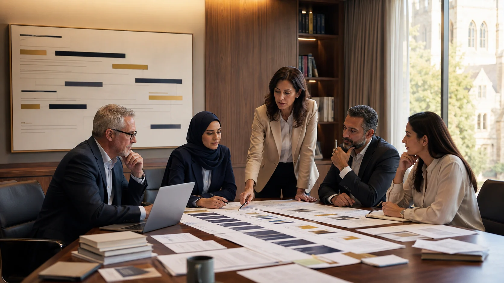 Senior faculty members collaborating on curriculum maps and academic programme design