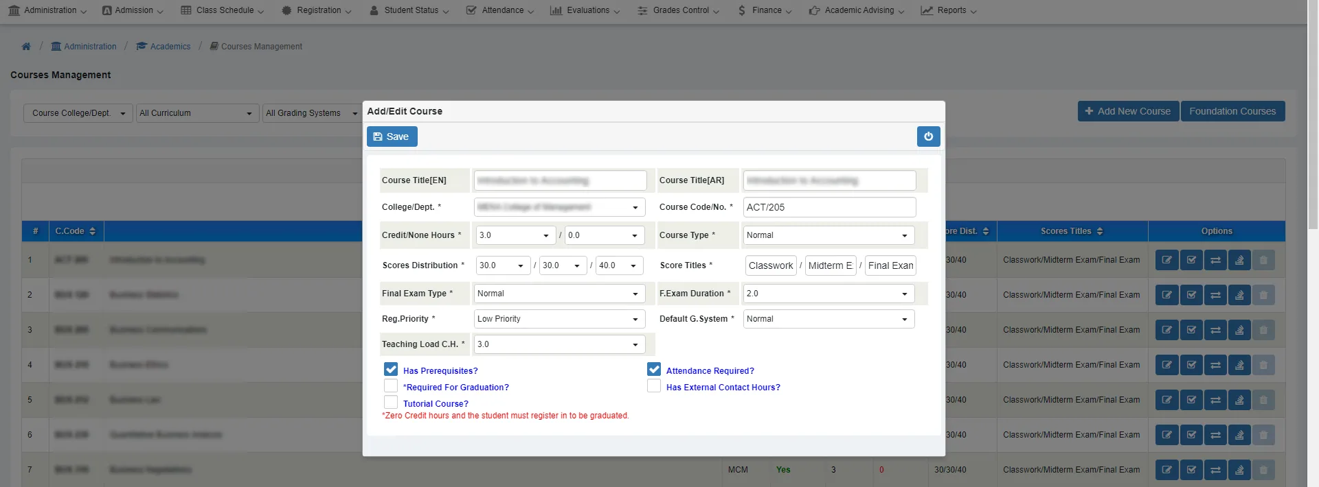 Courses Management